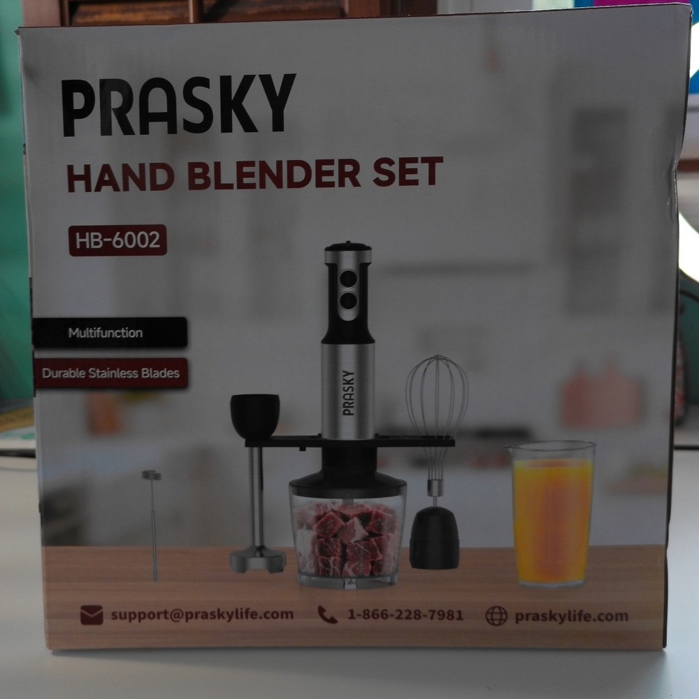 Prasky 5-in-1‎ Hand Blender Set HB-6002 Red Immersion Blender Whisk Chopper NIB